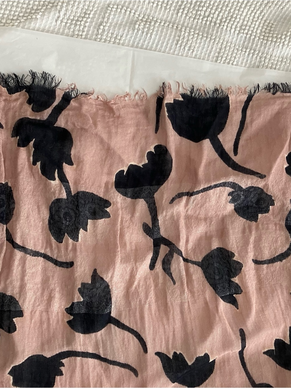 LOFT Pink/ Mauve with Black Floral Print Oblong Scarf